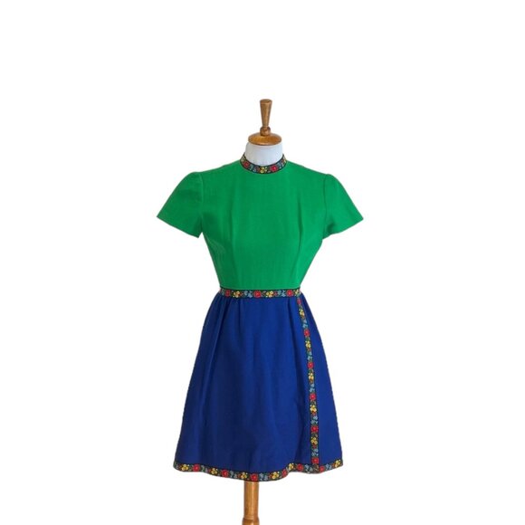 Lanz Marshall Fields Wool Dress Green Size 9 Vintage 50’s Retro Classic Mod - Picture 2 of 14